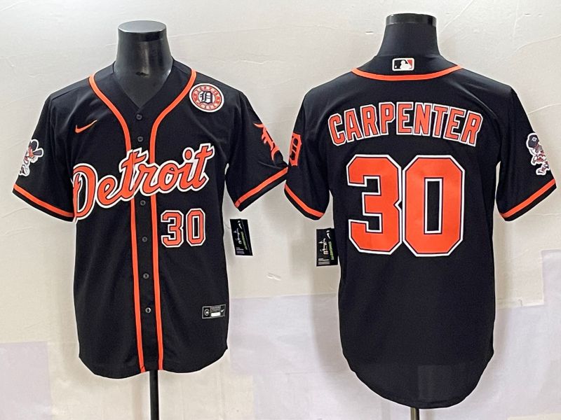 Men 2025 Detroit Tigers #30 Carpenter Black Joint Name Nike MLB Jersey style 6->detroit tigers->MLB Jersey